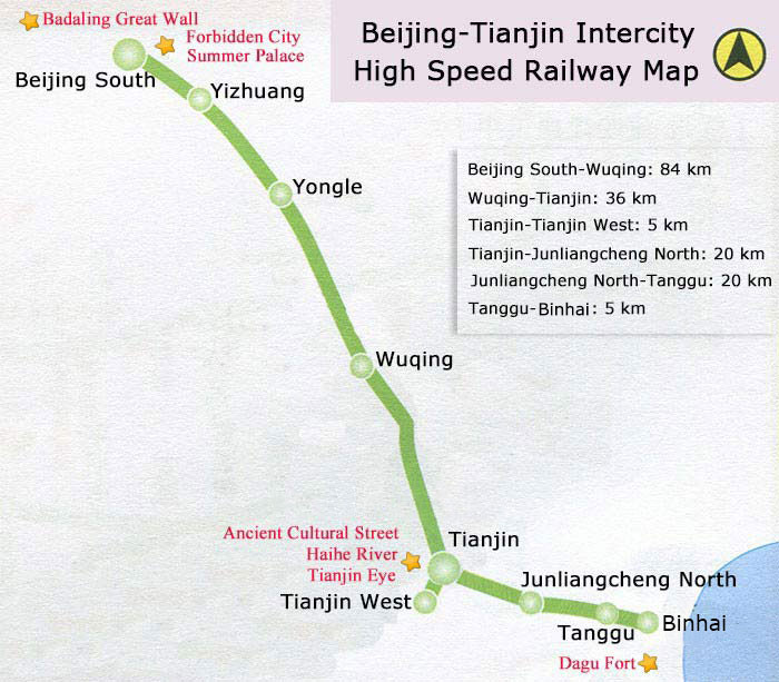 Beijing-Tianjin High Speed Railway Map